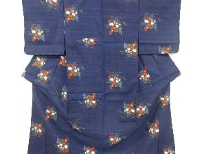 リサイクル　花車模様織り出し手織り真綿紬着物